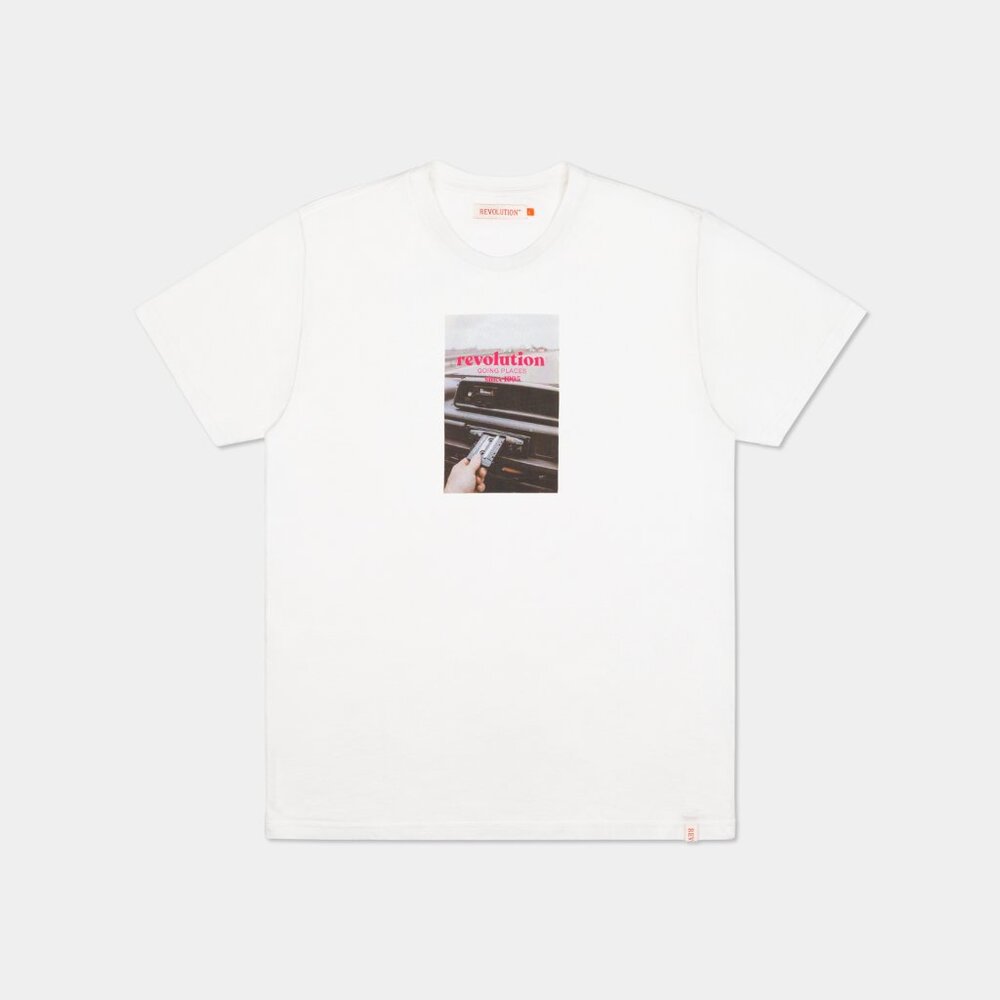 BNWT Revolution of 1995 - Going Places - Men's Off White Organic Cotton T-Shirt
